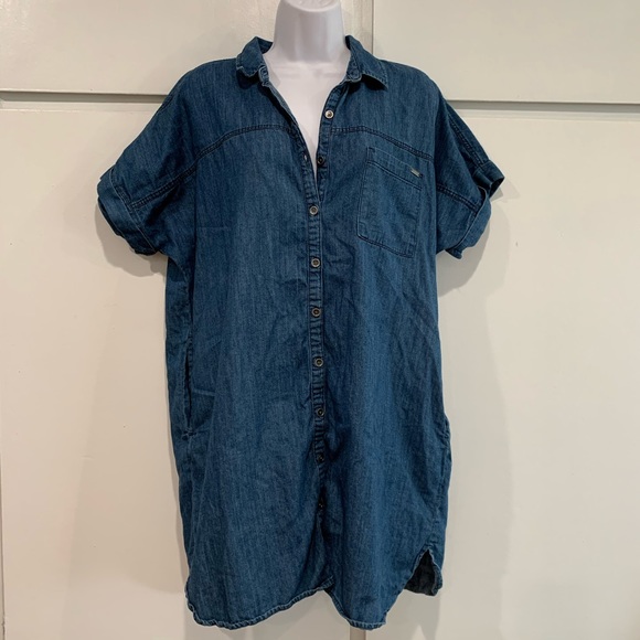 Volcom Yo Shortie Oversized Blue Denim Dress - Picture 11 of 14
